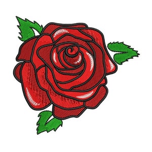 Rose machine embroidery design, 6 sizes, instant download.