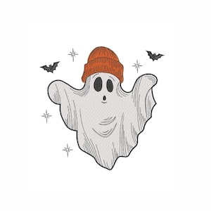 Diseño de bordado fantasma, bordado de Halloween, 5 tamaños, descarga instantánea.