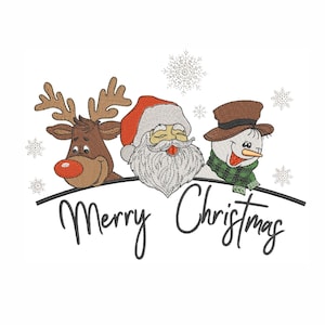 Santa, Deer and Snowman - Machine Embroidery Design, Christmas Embroidery design, Ho Ho HO - Embroidery Design, 7 sizes.