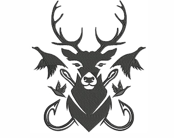 Deer and Duck Hunting Embroidery Design: 6 Sizes (Instant Download)