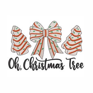 Cake Christmas Tree embroidery design, Christmas Bow embroidery machine file, 6 sizes.