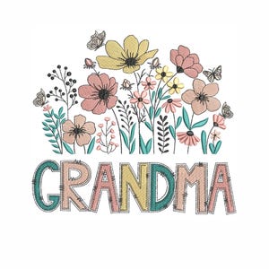 Grandma Floral Embroidery Design: Wildflower Machine Pattern (Digital Download)