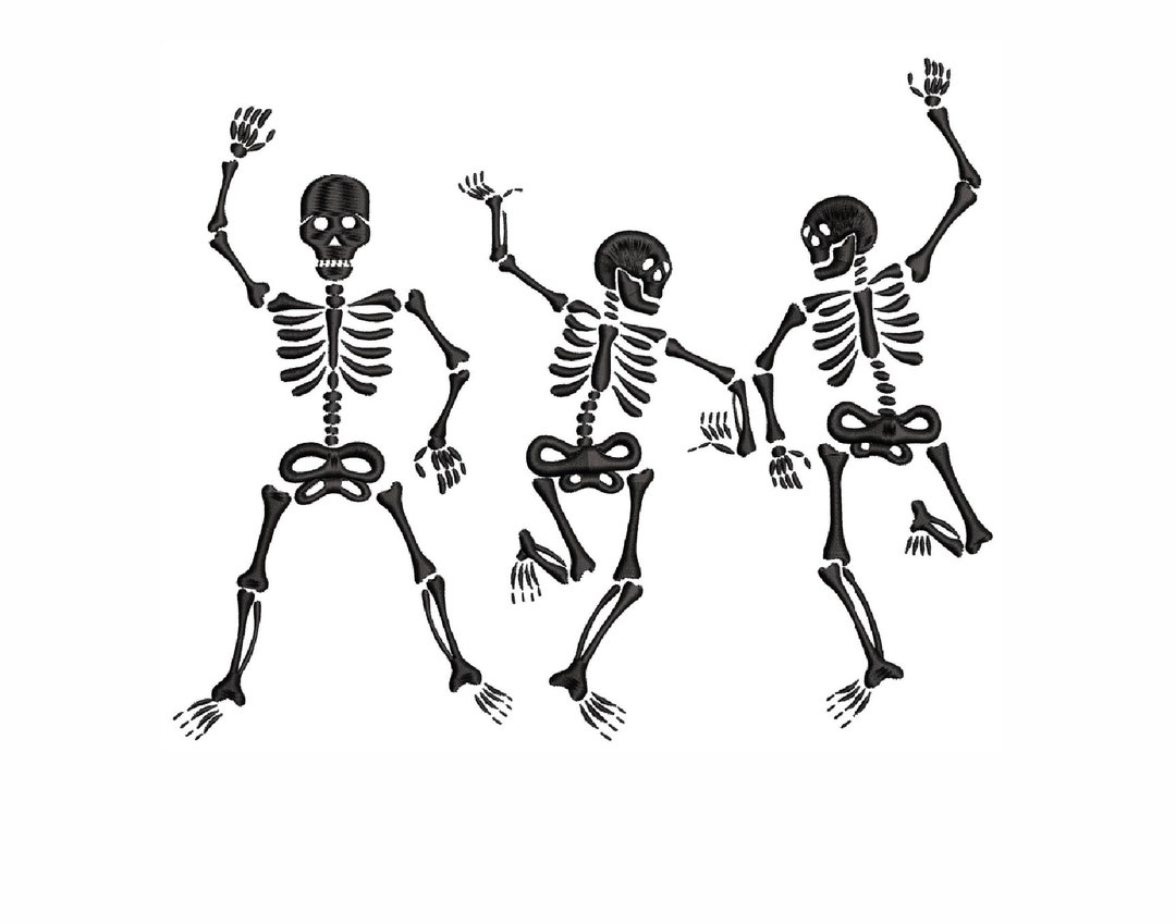 Skeleton Dancing Embroidery Design, Halloween Embroidery Design, 5 Sizes, Instant Download. - Etsy