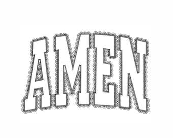 Amen Applique Embroidery Design, Christian Faith Machine Embroidery (Digital Download)