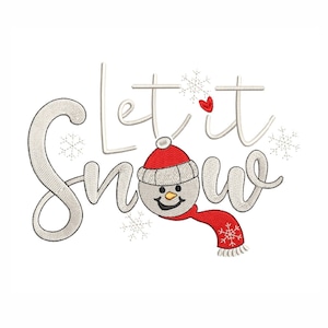 Snowman embroidery desgn, Let it Snow embroidery design, 6 sizes.