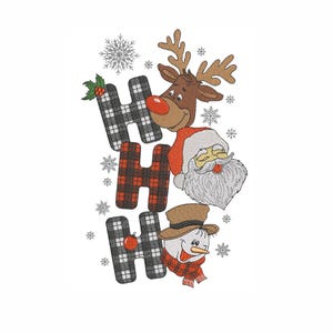 Santa, Deer, Snowman Machine Embroidery Design (7 Sizes)