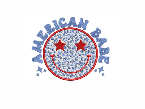 American Babe Embroidery design, smile design, 5 sizes, instant download.