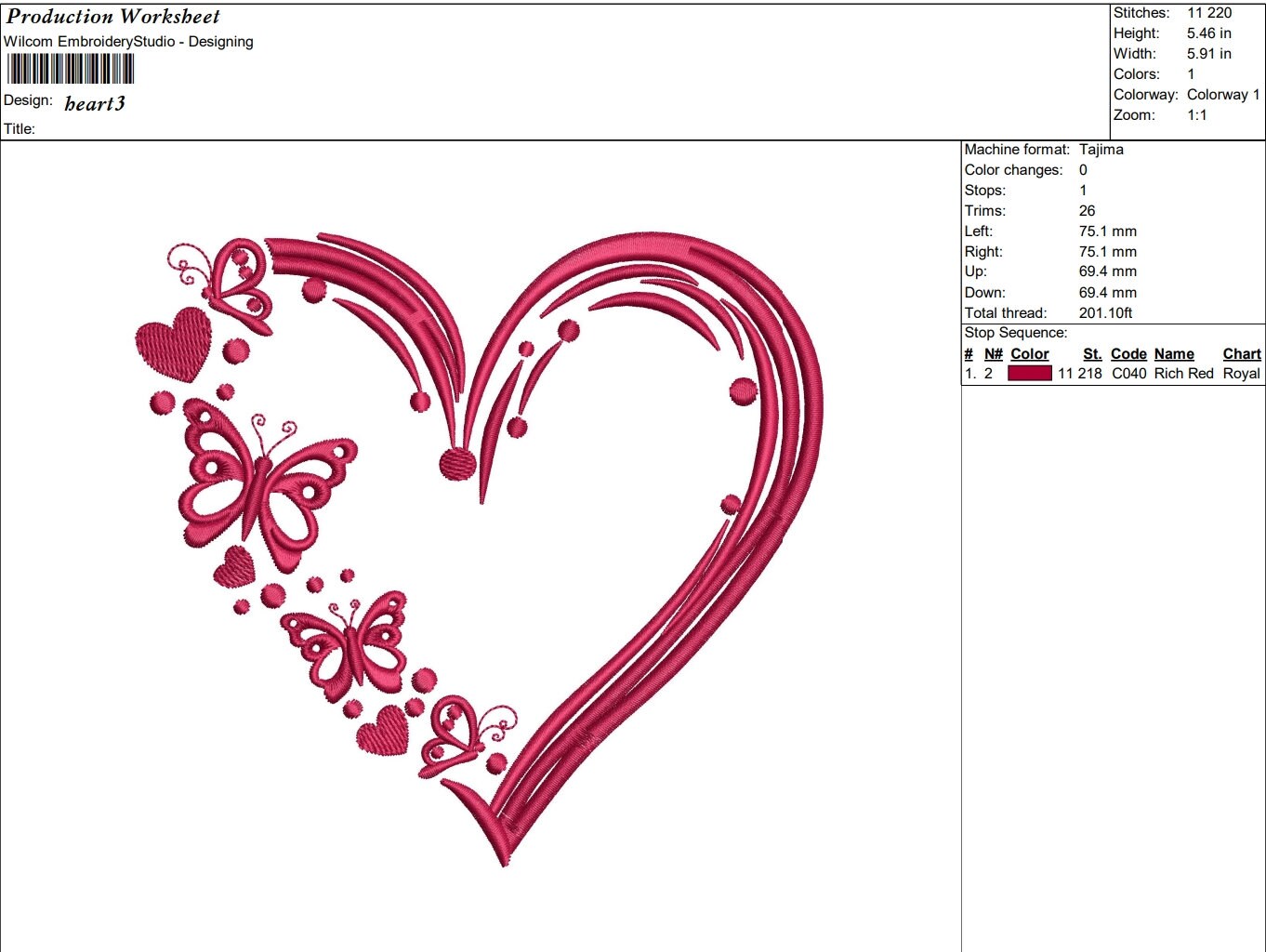 Heart & Butterfly Embroidery Design: Romantic Valentine's Gift (instant ...