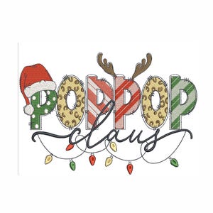 Poppop Claus Machine Embroidery Design, Christmas Embroidery File (Instant Download)