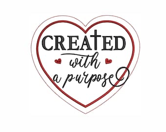 Created With Purpose Embroidery Design: Christian Cross Heart (Digital Download)
