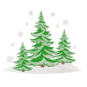 Christmas Tree Embroidery Design: Winter Landscape (4 Sizes) (Digital Download)
