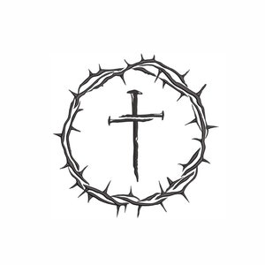 Cross with Crown of Thorns Machine Embroidery Design (8 Sizes)