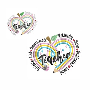 Diseño de bordado de máquina de profesor, Regalos para diseño de bordado de profesor, 6 tamaños, Descarga instantánea.
