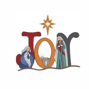 Projekt haftu maszynowego Joy, projekt haftu maszynowego sceny Narodzenia Pańskiego, żłóbek Betlejemski Dzieciątko Jezus, projekt haftu Gwiazda Północna.