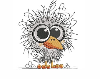 Funny Bird Embroidery Design, Cute Machine File (Instant Download)