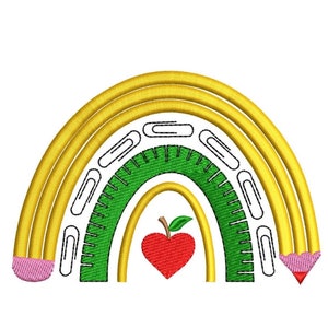 Teacher Embroidery Design, Teach Love Inspire Teaching Pencil Rainbow Boho Gift shirt idea back to school , 4 sizes Instant Download .