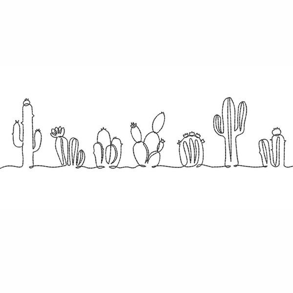 Cactus machine embroidery design, 5 sizes, instant download.