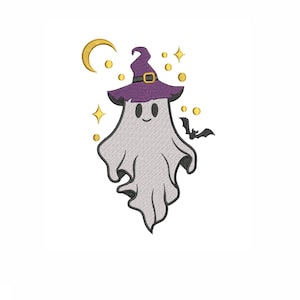 Diseño de bordado fantasma, bordado de Halloween, 5 tamaños, descarga instantánea.