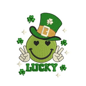 Smile Face  for St. Patrick&#39;s Day embroidery design, St. Patrick&#39;s Day embroidery design, 5 sizes, instant download.