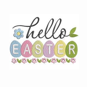 Diseño de bordado a máquina de "Hola Huevos de Pascua" (Descarga instantánea)