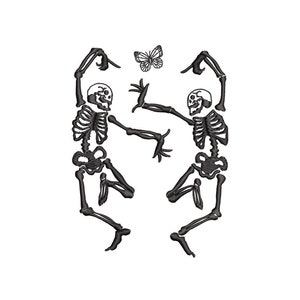 Dancing Skeletons Embroidery Design: Funny Skull Pattern (Instant Download)