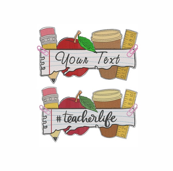 Teacher Life Embroidery Design: Back to School Machine Embroidery (Instant Download)