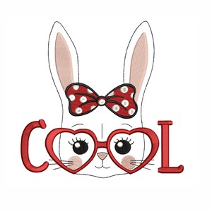 Bunny Embroidery Design: Girl Rabbit with Glasses (4 Sizes - Digital Download