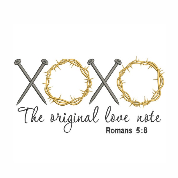 The original love note - machine embroidery design, XOXO Easter embroidery, Jesus Christian, Cross , Christian , Faith , Religious, 4 sizes.