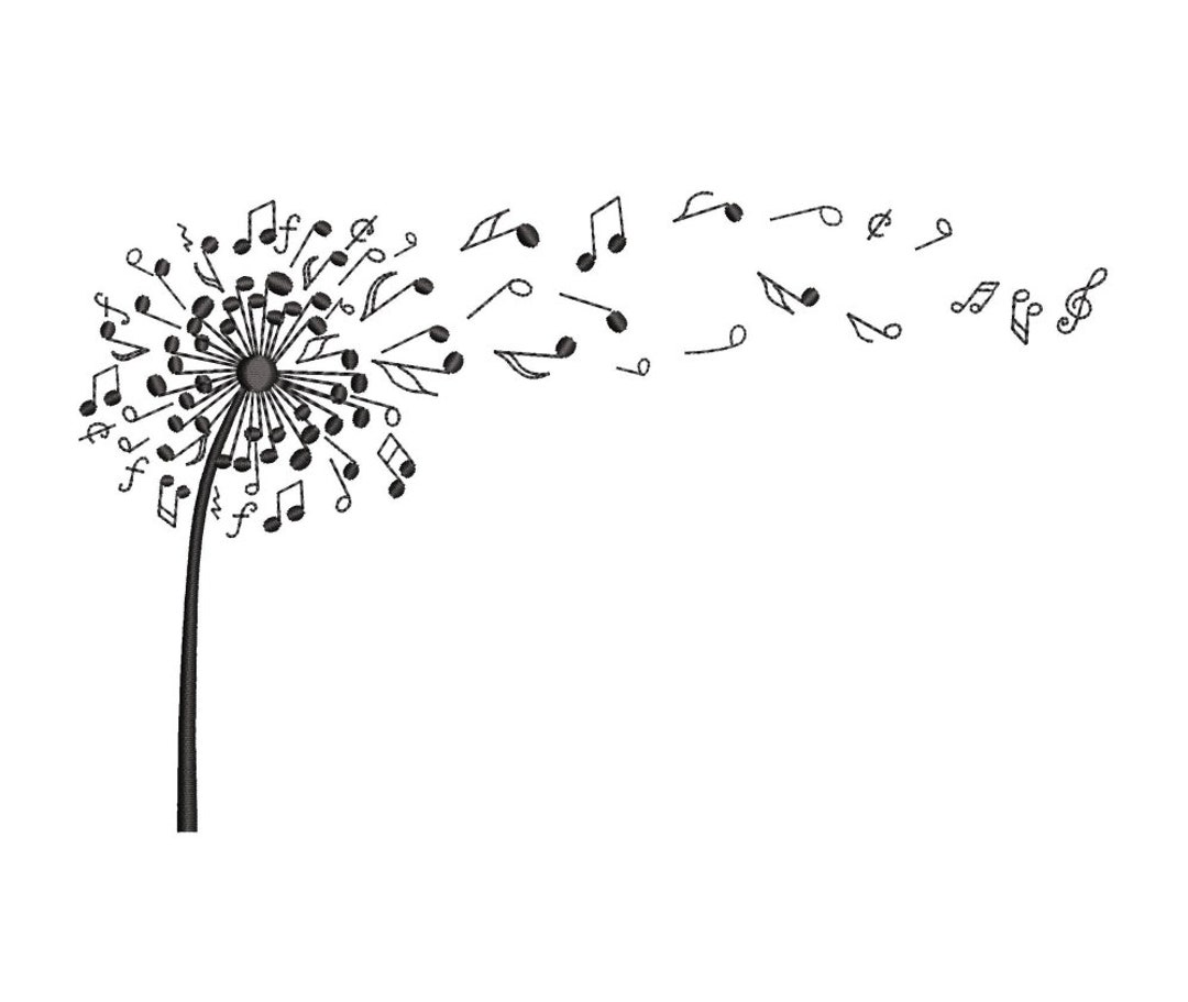 Musical Dandelion Machine Embroidery Design, Dandelion Digital File, 4