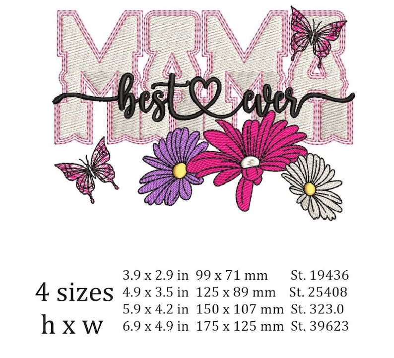 Mother's Day Machine Embroidery Design Floral Embroidery Etsy