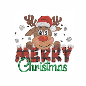 Christmas Deer Machine Embroidery Design: Holiday Reindeer (5 Sizes)