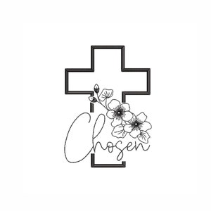 Chosen machine embroidery design, Jesus Christian, Cross , Christian , Faith , Church , Religious, 6 sizes.