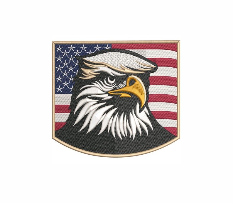 American Eagle Embroidery Design With USA Flag – Patriotic Patch Style ...