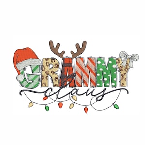 Grammy Claus Christmas Embroidery Design: 5 Sizes (Digital File)