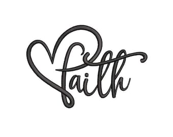 Faith Heart Embroidery Design: Christian Jesus Cross (Digital Download)