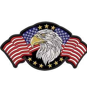 American flag and eagle machine embroidery design, 4th of July Patriotic embroidery design,  3 sizes,