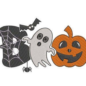 Boo, Ghost and Pumpkin embroidery design,  Halloween Embroidery, 4 sizes, instant download.