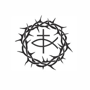 Cross with Crown of Thorns Machine Embroidery Design (Digital Download)