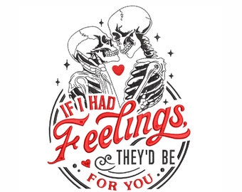 Skeleton Lovers Embroidery Design: Funny Valentines Skull (Instant Download)