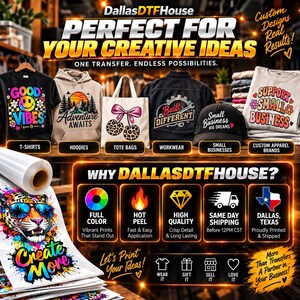 Custom DTF Gang Sheet, Full Color Hot Peel Heat Transfers, 22 inch Wide Film image 2