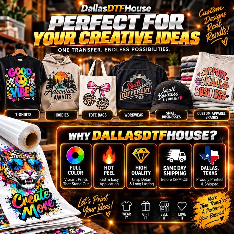 Custom DTF Gang Sheet, Full Color Hot Peel Heat Transfers, 22 inch Wide Film image 2
