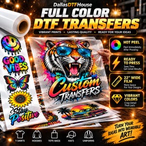 Custom DTF Gang Sheet, Full Color Hot Peel Heat Transfers, 22 inch Wide Film image 5