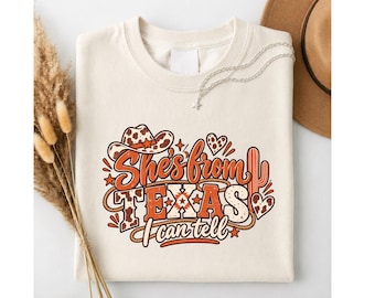 Shes From Texas I Can Tell Shirt, Comfort Colors 1717 Western Cowgirl Tee, Texas Pride Graphic T Shirt, Country Music Concert Outfit