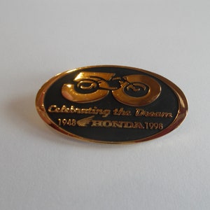 Honda~Motorcycle~Pin~50 Years~Biker~Pin~Badge~Honda~Accessory~Jewelry~Collectable~Old Stock~1998~Gift