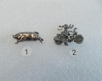 Vintage~Pewter~Biker~Pin~Badge~"Biker Moose"~Hog / Pig~Jewelry~Biker~Accessory~Motorcycle~Cowboy~Trucker~Fathers~Gift~Your Choice