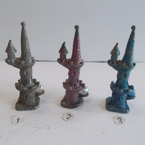 Fantasy~Pewter~Castle~Figurine~90s~Crystal Ball~Sparkles~2 7/8&quot;~Your Choice~Old Stock~S