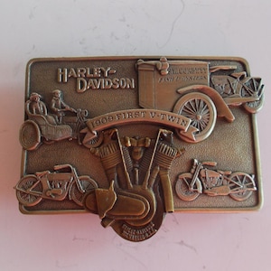 Harley Davidson~Belt Buckle~1983~Brookfield~USA~Brass~Never Used~Biker~Accessory~Motorcycle Belt Buckle~Jewelry~Retired~Collectable