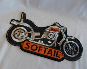 Grande ~ Harley Davidson ~ SOFTAIL ~ Patch ~ 9 "~ Motociclista ~ Motocicleta ~ Patch ~ Old School ~ Jaqueta ~ Patch ~ Bordado ~ Motociclista ~ Acessório ~ Emblema ~ Distintivo