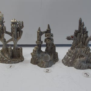 Fantasy~Pewter~Castle~Figurine~90s~Crystal Ball~Diamond Cut~Signed~2 3/4&quot;~Your Choice~J
