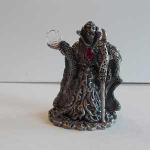 Large~WIZARD~Fantasy Pewter~Figurine~WAPW~England~3 5/8&quot;~Tall~Original Box~Sorcerer~Magic~Wizard~Magician~Jeweled~&quot;The Moon Wizard&quot;~1lb 3oz.